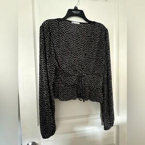 Black/White Polka Dot Long Sleeve Zara Blouse